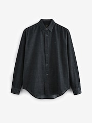 Charcoal Grey Corduroy Long Sleeve 100% Cotton Shirt - Image 6 of 8