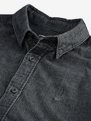 Charcoal Grey Corduroy Long Sleeve 100% Cotton Shirt - Image 7 of 8