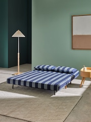 MADE.COM Eclipse Blue Wide Stripe Haru 2 Seater Sofa Bed - Image 3 of 7
