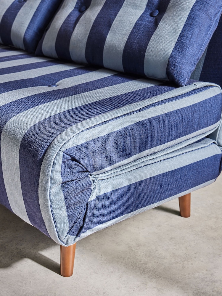 MADE.COM Eclipse Blue Wide Stripe Haru 2 Seater Sofa Bed - Image 6 of 6