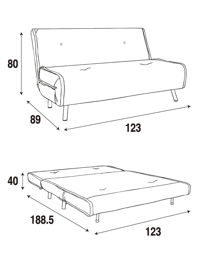 MADE.COM Eclipse Blue Wide Stripe Haru 2 Seater Sofa Bed - Image 7 of 7