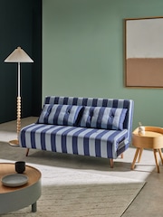MADE.COM Eclipse Blue Wide Stripe Large Haru 2 Seater Sofa Bed - Image 1 of 6