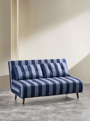 MADE.COM Eclipse Blue Wide Stripe Large Haru 2 Seater Sofa Bed - Image 3 of 6