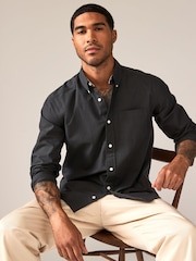 Charcoal Grey Regular Fit Long Sleeve Oxford Shirt - Image 1 of 10