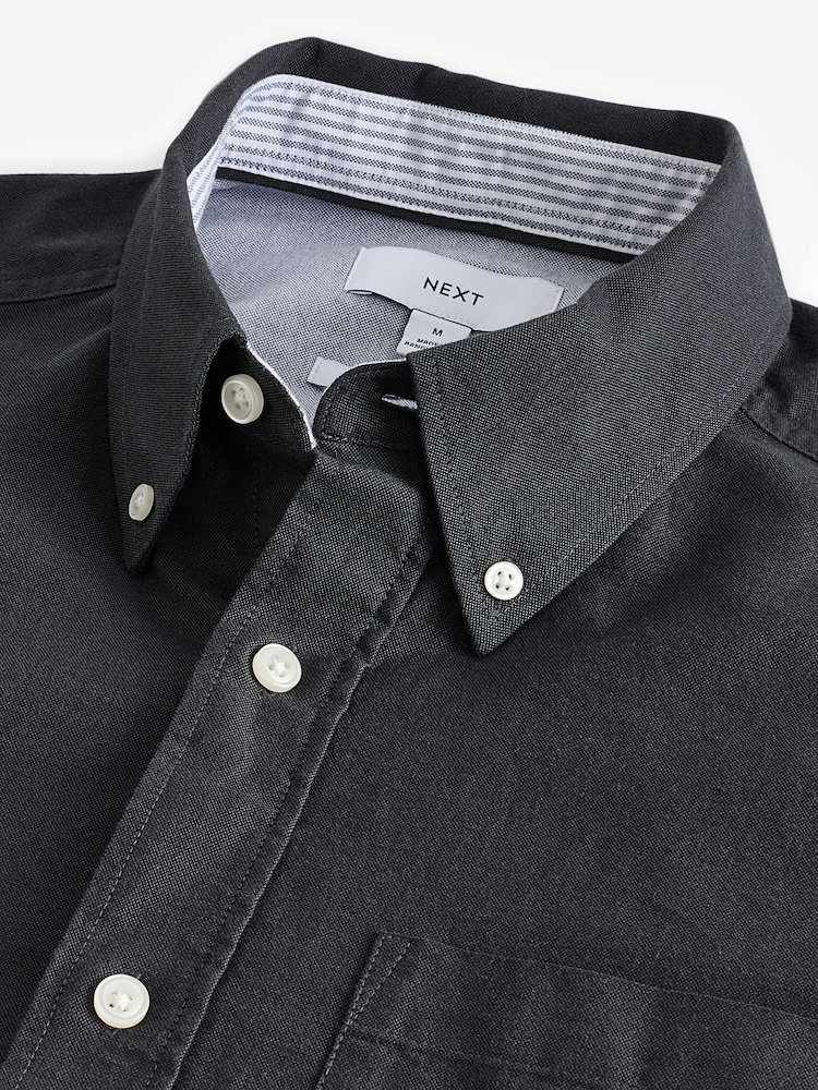 Charcoal Grey Regular Fit Long Sleeve Oxford Shirt - Image 10 of 10