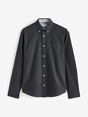 Charcoal Grey Regular Fit Long Sleeve Oxford Shirt - Image 8 of 10