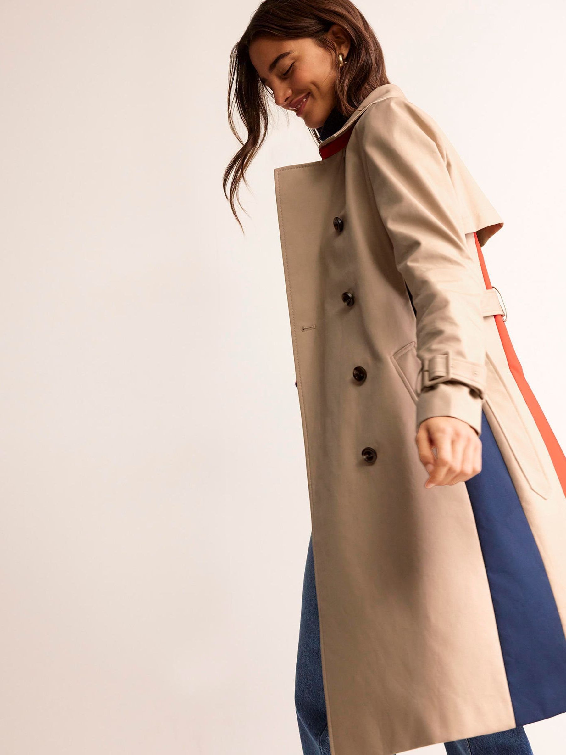 Buy Boden Natural 100 Cotton Colour Block Trench Coat from Next USA