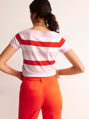 Boden Pink Multi Ava Short Sleeve Breton 100% Cotton T-Shirt - Image 2 of 5