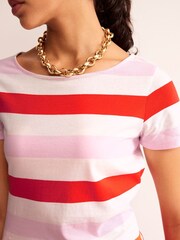 Boden Pink Multi Ava Short Sleeve Breton 100% Cotton T-Shirt - Image 4 of 5