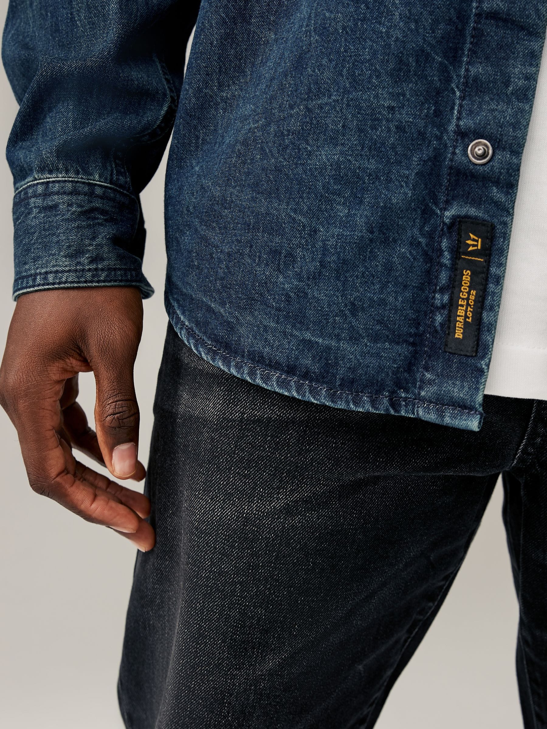 Buy Dark Blue Denim Western 100% Cotton Long Sleeve Shirt from