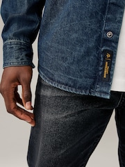Dark Blue Denim Western 100% Cotton Long Sleeve Shirt - Image 4 of 7