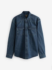 Dark Blue Denim Western 100% Cotton Long Sleeve Shirt - Image 5 of 7