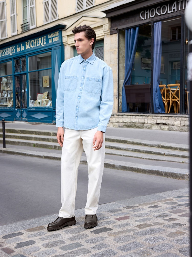 Light Blue Denim Twin Pocket 100% Cotton Overshirt - Image 2 of 6