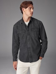 Black Denim Western 100% Cotton Long Sleeve Shirt - Image 1 of 9