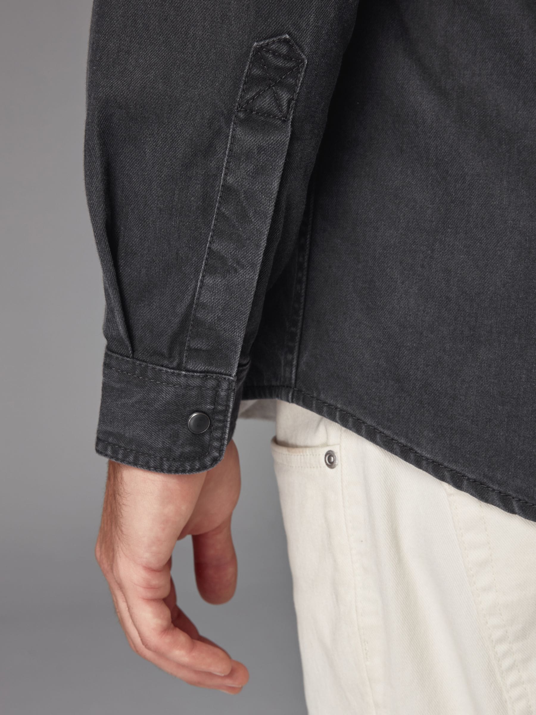 Buy Black Denim Western 100% Cotton Long Sleeve Shirt from Next