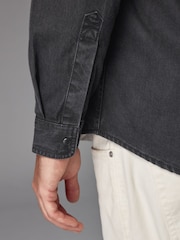 Black Denim Western 100% Cotton Long Sleeve Shirt - Image 3 of 9
