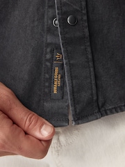 Black Denim Western 100% Cotton Long Sleeve Shirt - Image 6 of 9