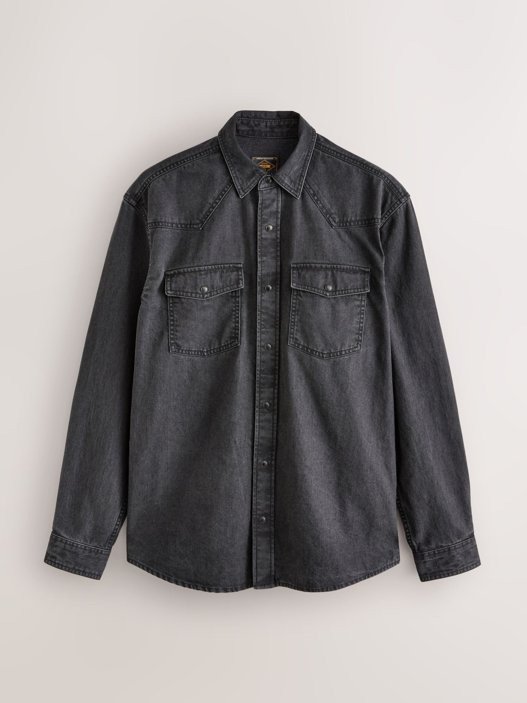 Buy Black Denim Western 100% Cotton Long Sleeve Shirt from Next