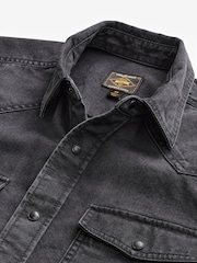 Black Denim Western 100% Cotton Long Sleeve Shirt - Image 8 of 9