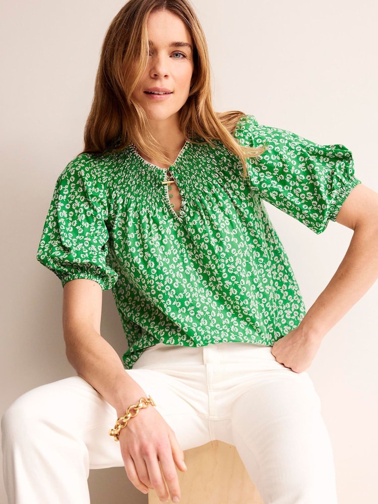 Boden Green Easy Stitch Detail Top - Image 1 of 5 Boden Green Easy Stitch Detail Top - Image 1 of 5