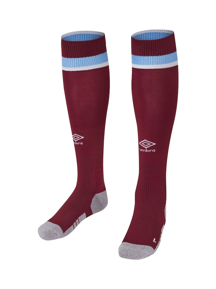 Fanatics Red Burnley Umbro Home Socks 2023-24 - Image 1 of 2