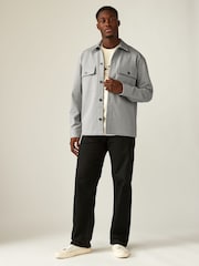 Grey 100% Cotton Twin Pocket Shacket Overshirt - Image 2 of 8
