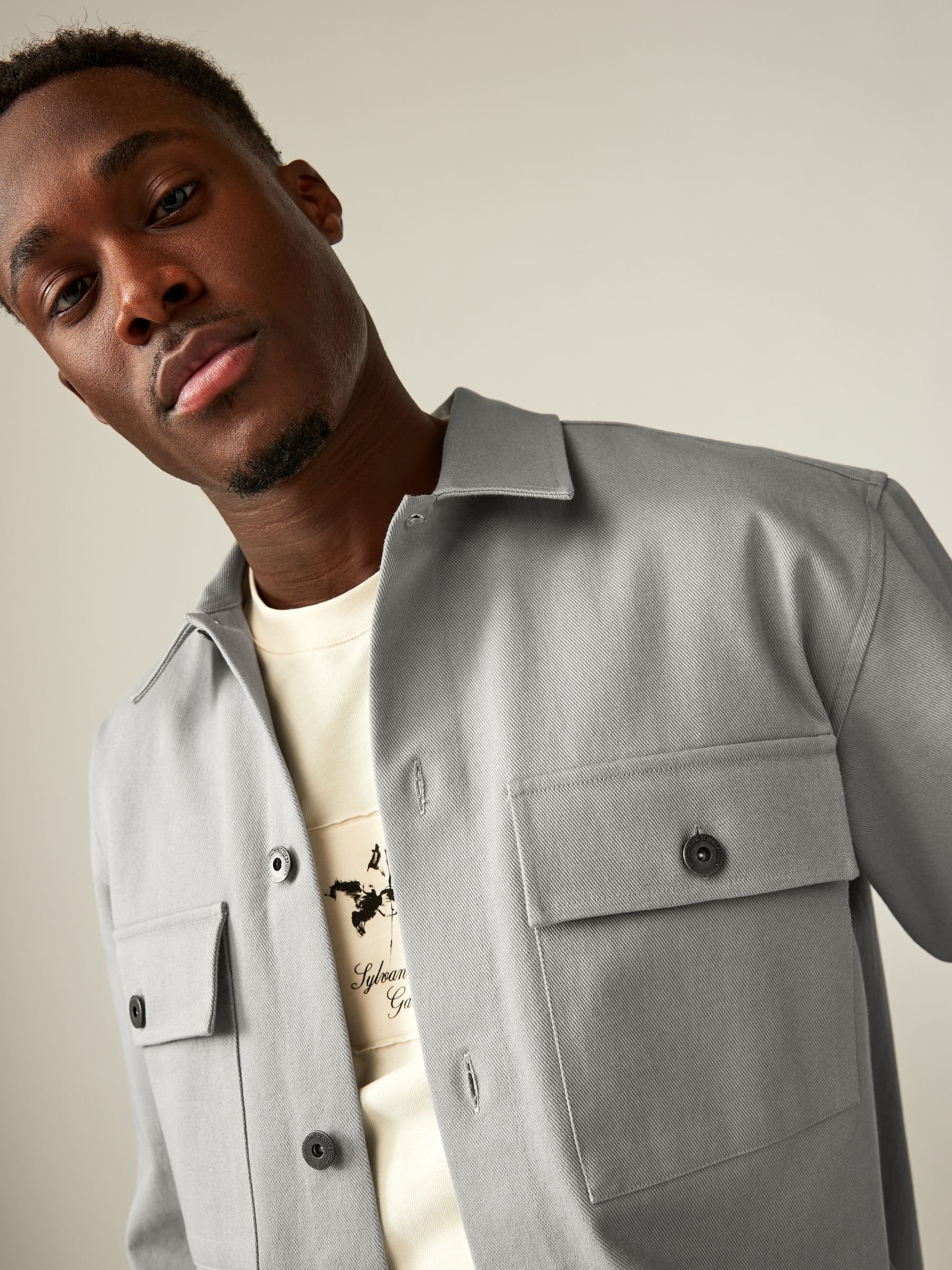 Buy Grey 100% Cotton Twin Pocket Shacket Overshirt from Next USA