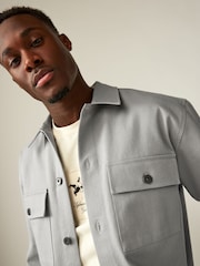 Grey 100% Cotton Twin Pocket Shacket Overshirt - Image 5 of 8