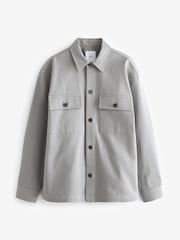 Grey 100% Cotton Twin Pocket Shacket Overshirt - Image 6 of 8