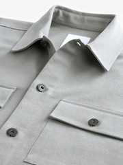 Grey 100% Cotton Twin Pocket Shacket Overshirt - Image 7 of 8