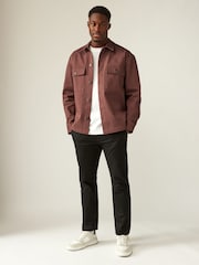 Clay Brown 100% Cotton Twin Pocket Shacket Overshirt - Image 2 of 7