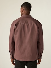 Clay Brown 100% Cotton Twin Pocket Shacket Overshirt - Image 3 of 7