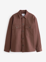 Clay Brown 100% Cotton Twin Pocket Shacket Overshirt - Image 5 of 7