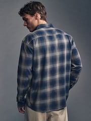 Blue/White Check Long Sleeve 100% Cotton Oxford Shirt - Image 4 of 9