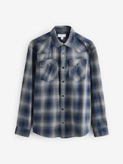 Blue/White Check Long Sleeve 100% Cotton Oxford Shirt - Image 6 of 9