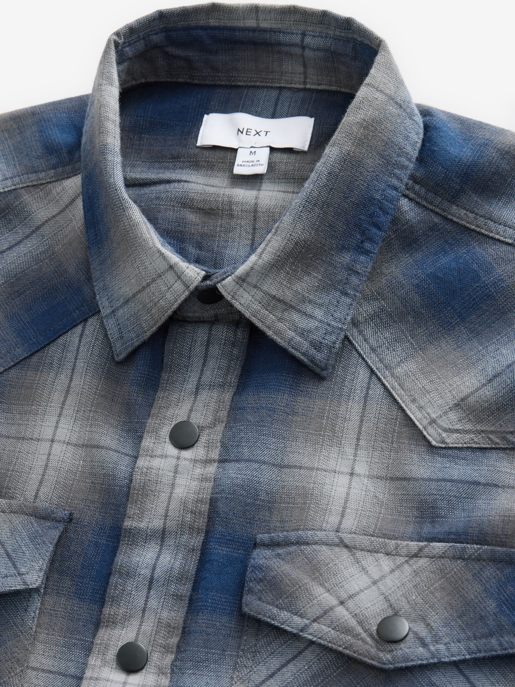 Next Blue/White Check Long Sleeve 100% Cotton Oxford Shirt