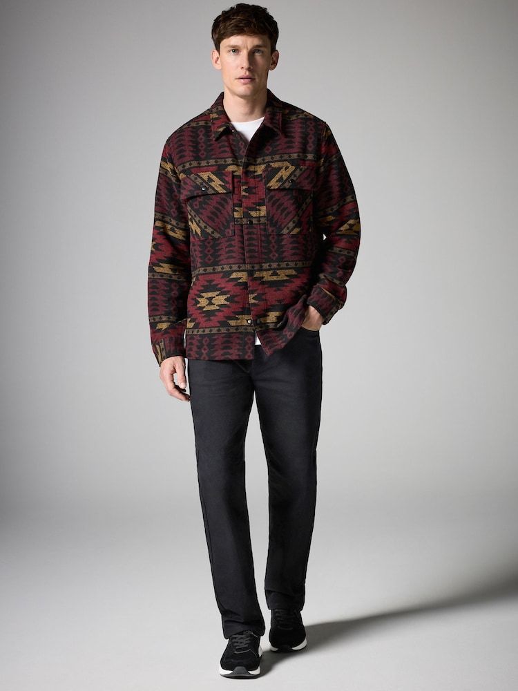 Red/Black Navajo Style Pattern Shacket - Image 2 of 9