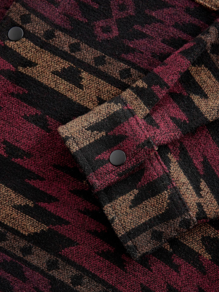 Red/Black Navajo Style Pattern Shacket - Image 9 of 9