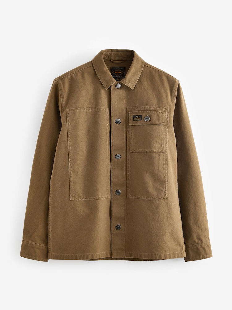 Stone Natural Canvas Shacket 100% Cotton Overshirt - Image 4 of 10