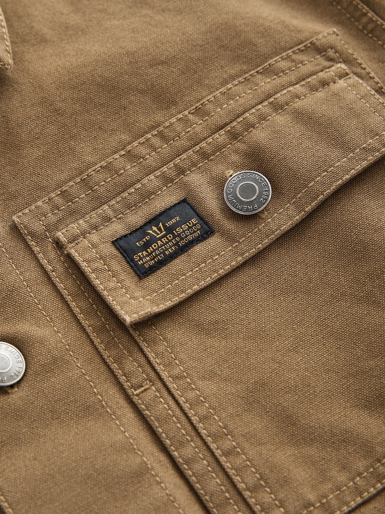 Stone Natural Canvas Shacket 100% Cotton Overshirt - Image 8 of 10