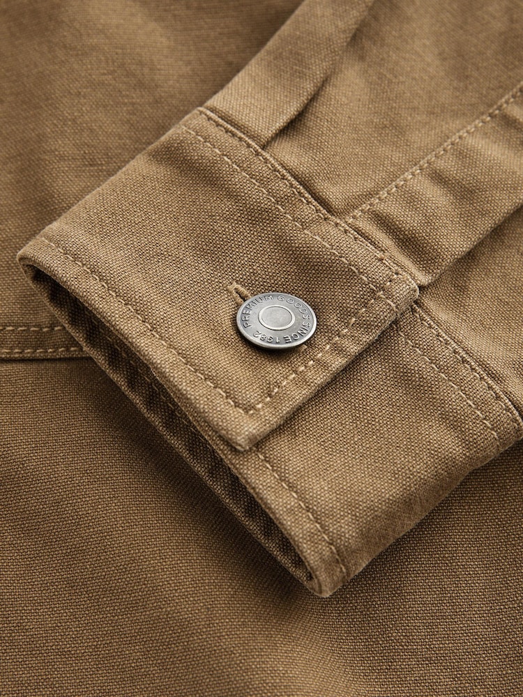 Stone Natural Canvas Shacket 100% Cotton Overshirt - Image 9 of 10