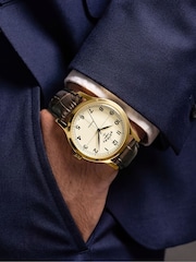 Rotary Brown Mens Automatic Gold Plated Stainless Steel Brown Leather Strap Watch - Image 3 of 5