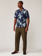 Navy Blue Kew Collection Floral Short Sleeve Shirt - Image 2 of 7