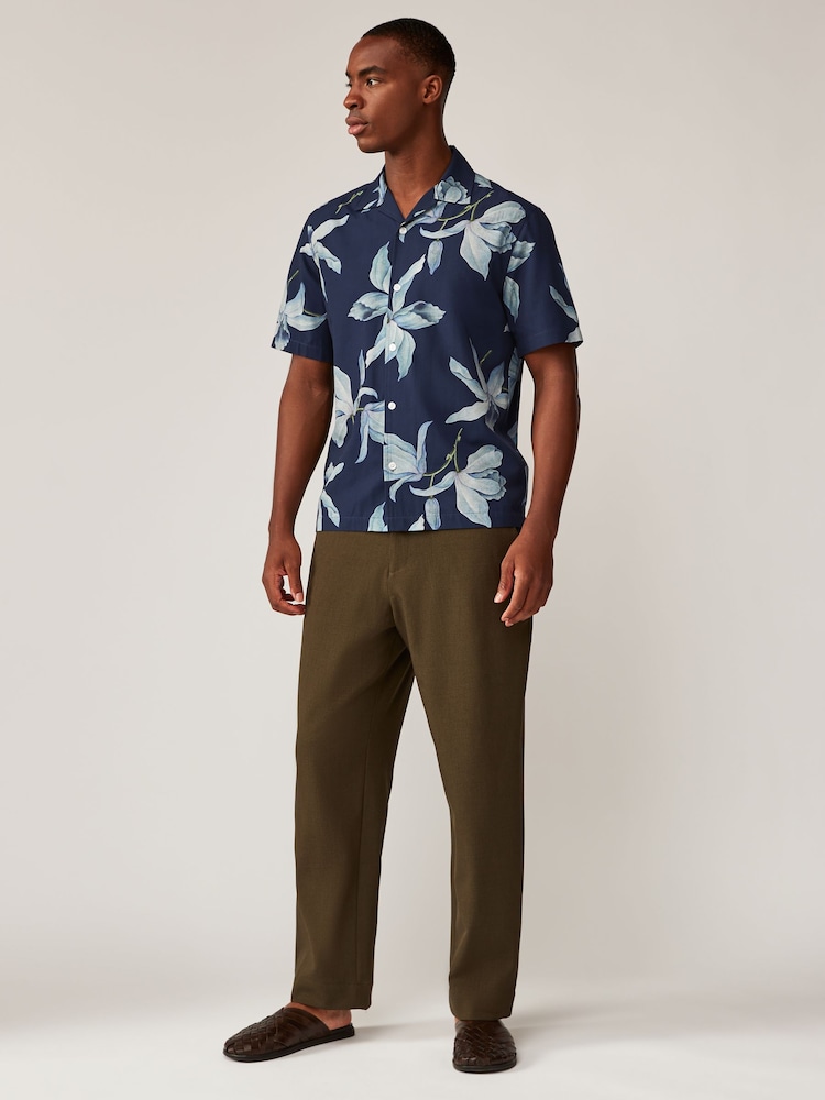 Navy Blue Kew Collection Floral Short Sleeve Shirt - Image 2 of 7