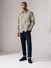 لون طبيعي صخري - Zip-Through 100% Cotton Quilted Shacket Overshirt - صورة 1 من 12