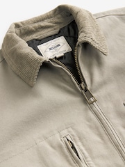 لون طبيعي صخري - Zip-Through 100% Cotton Quilted Shacket Overshirt - صورة 11 من 12