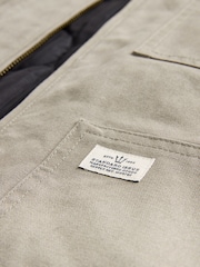لون طبيعي صخري - Zip-Through 100% Cotton Quilted Shacket Overshirt - صورة 12 من 12