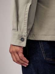 لون طبيعي صخري - Zip-Through 100% Cotton Quilted Shacket Overshirt - صورة 6 من 12