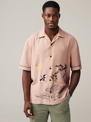 Ecru White TENCEL™ Embroidered Short Sleeve Shirt - Image 1 of 9
