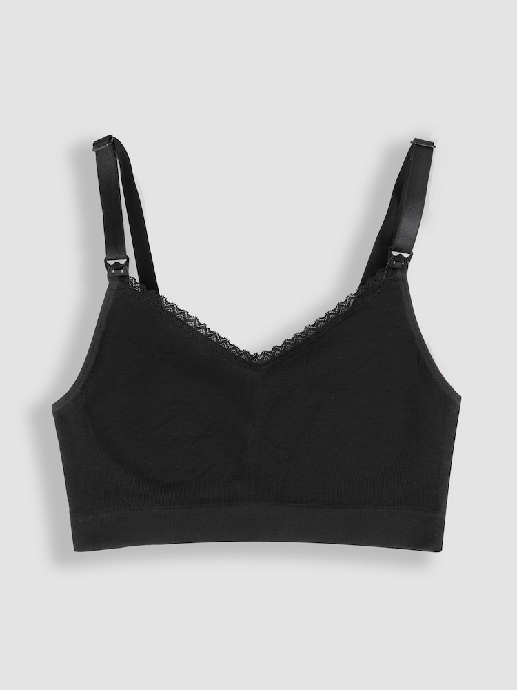 Emma Jane Black Emma-Jane Lace Trim Seamless Maternity & Nursing Bra - Image 4 of 5